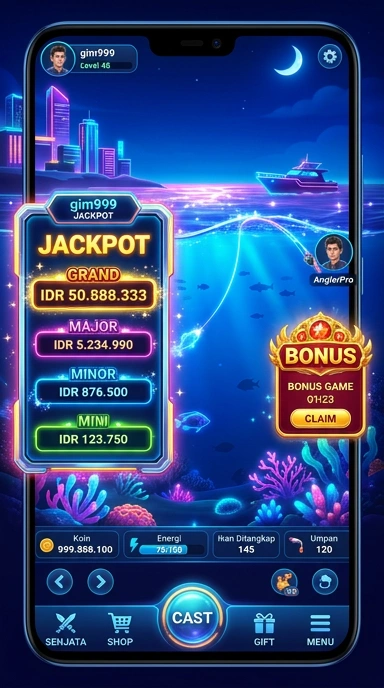 Layar utama gim999 — antarmuka bersih setelah instalasi